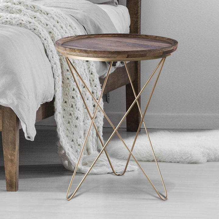 Reva Black with Natural Wood Side Table
