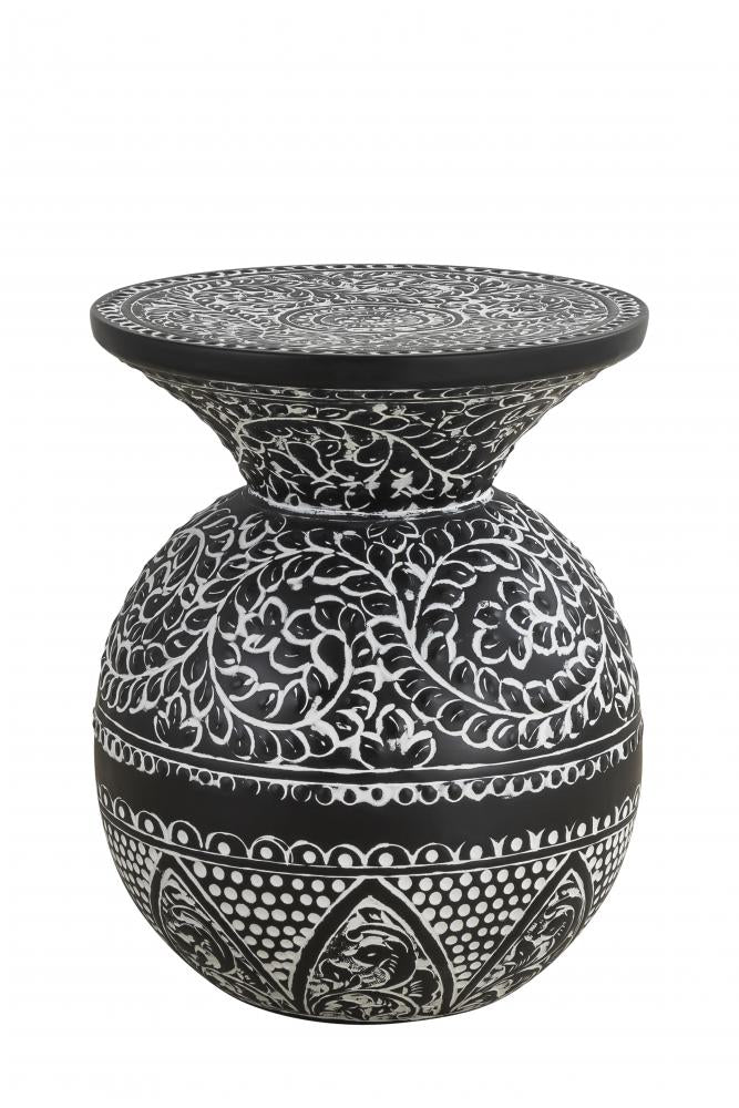 Navi Black with White Antique Finished Side Table
