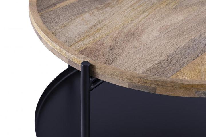 Calin Black with Natural Wood Coffee Table