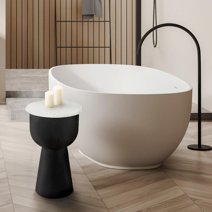 Nila Black with White Marble Finished Side Table