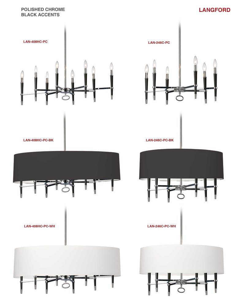 6LT Incandescent Chandelier, PC Finish