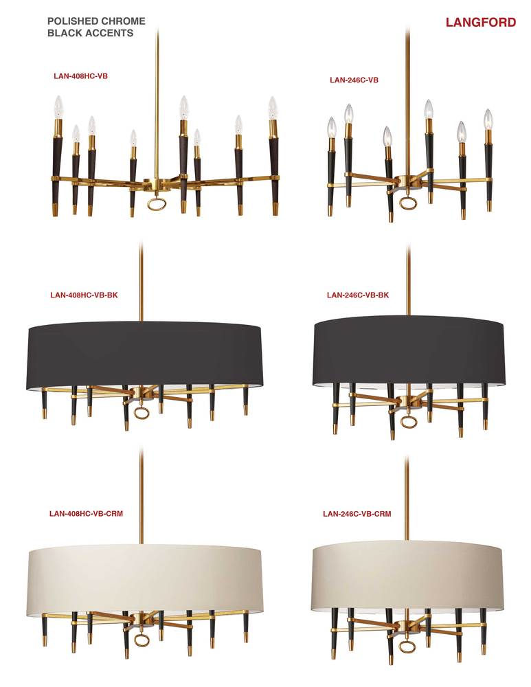 8LT Incandescent Chandelier, VB w/ Cream Shade