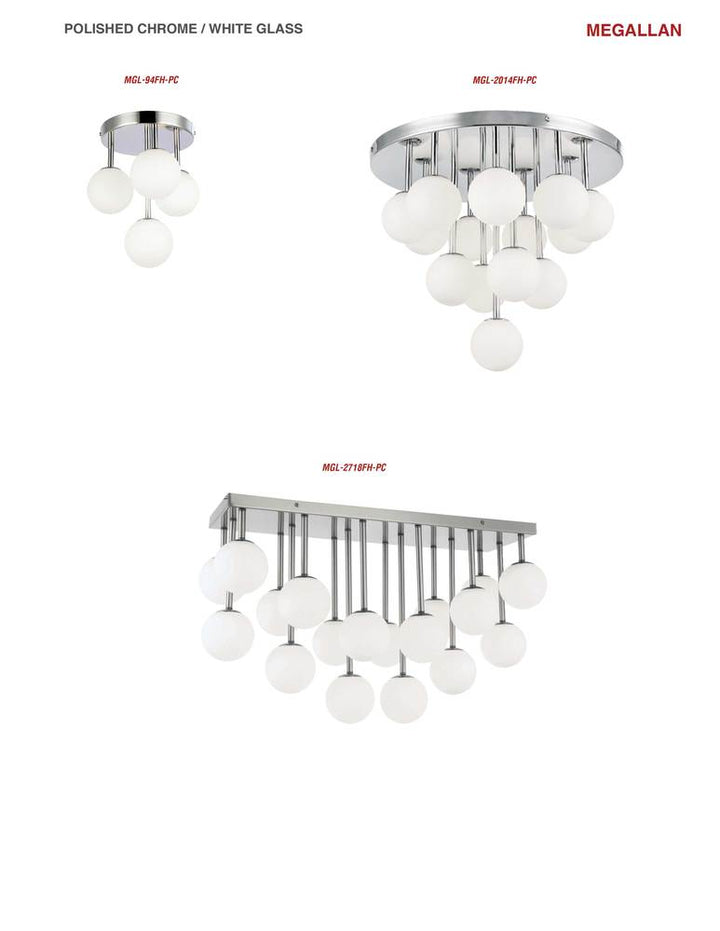 18LT Flush Mount, PC Finish w/ Opal Glass