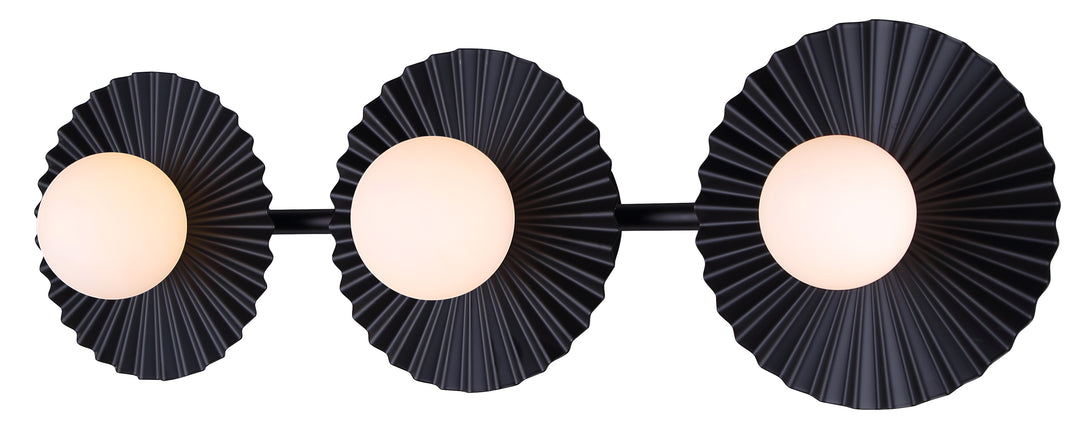 Payton 3 Light Vanity Matte Black with Opal Glass Shades