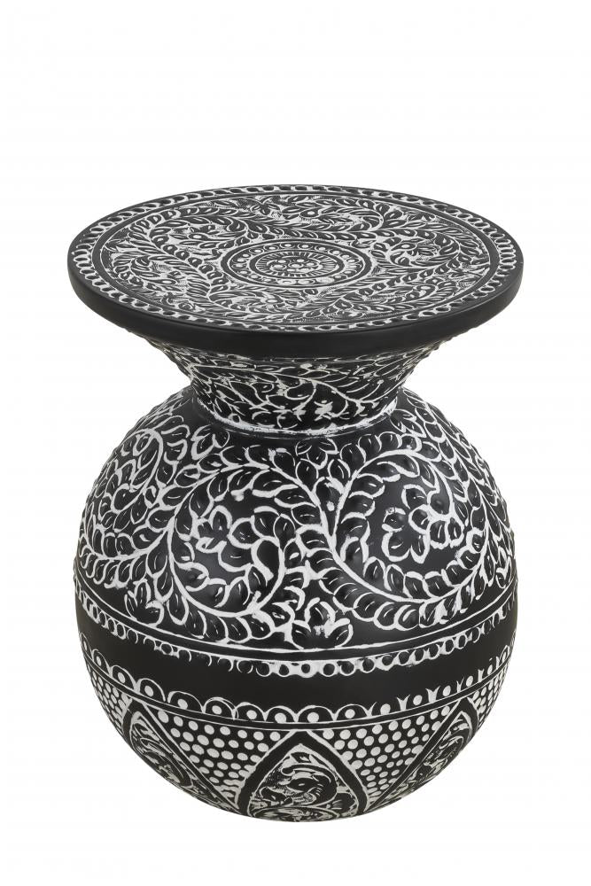 Navi Black with White Antique Finished Side Table