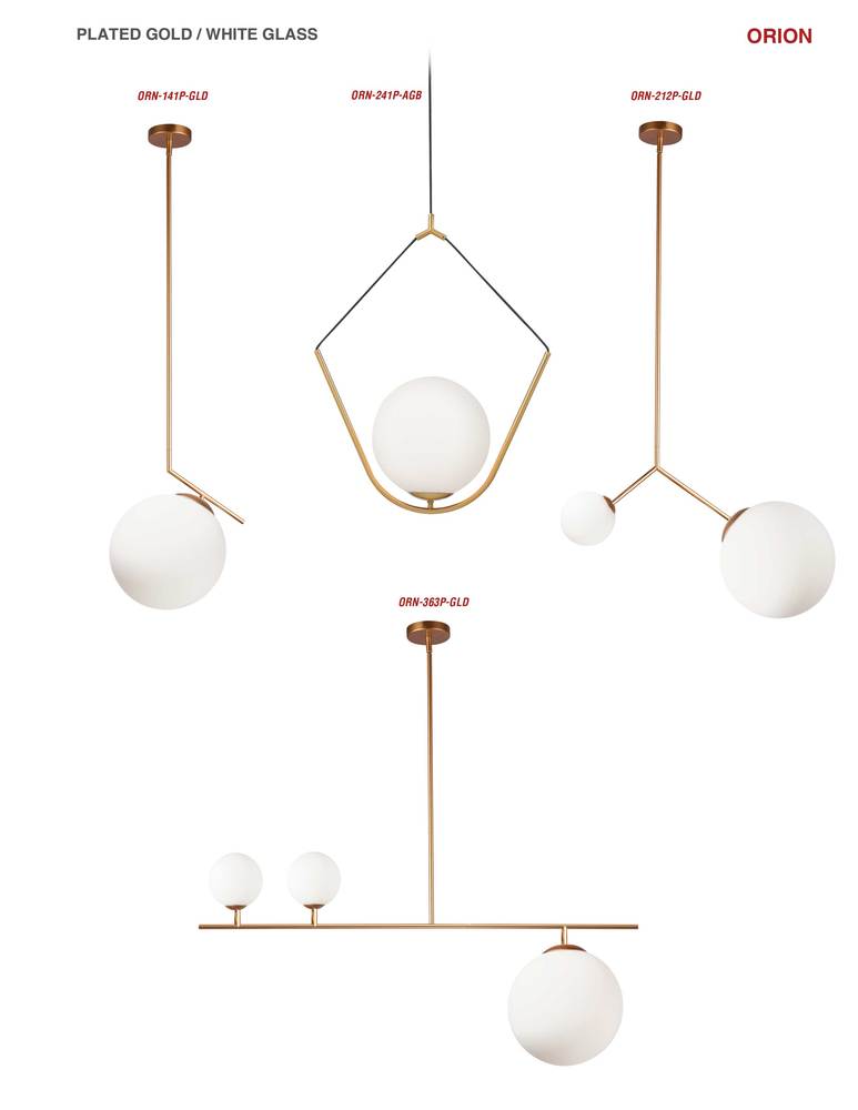 1LT Incandescent Pendant, Plated Gold Finish