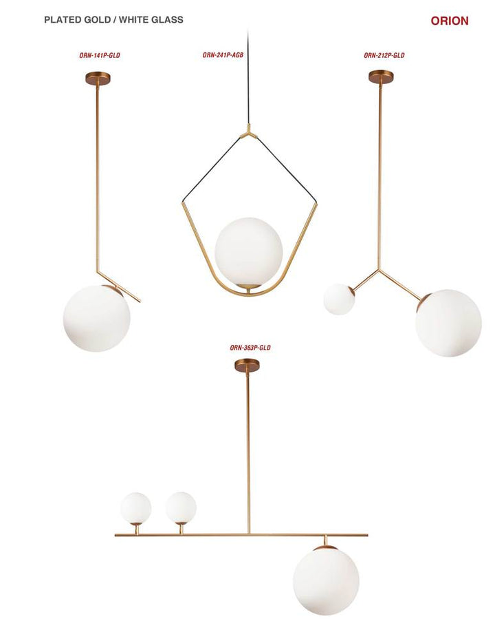 1LT Incandescent Pendant, Plated Gold Finish