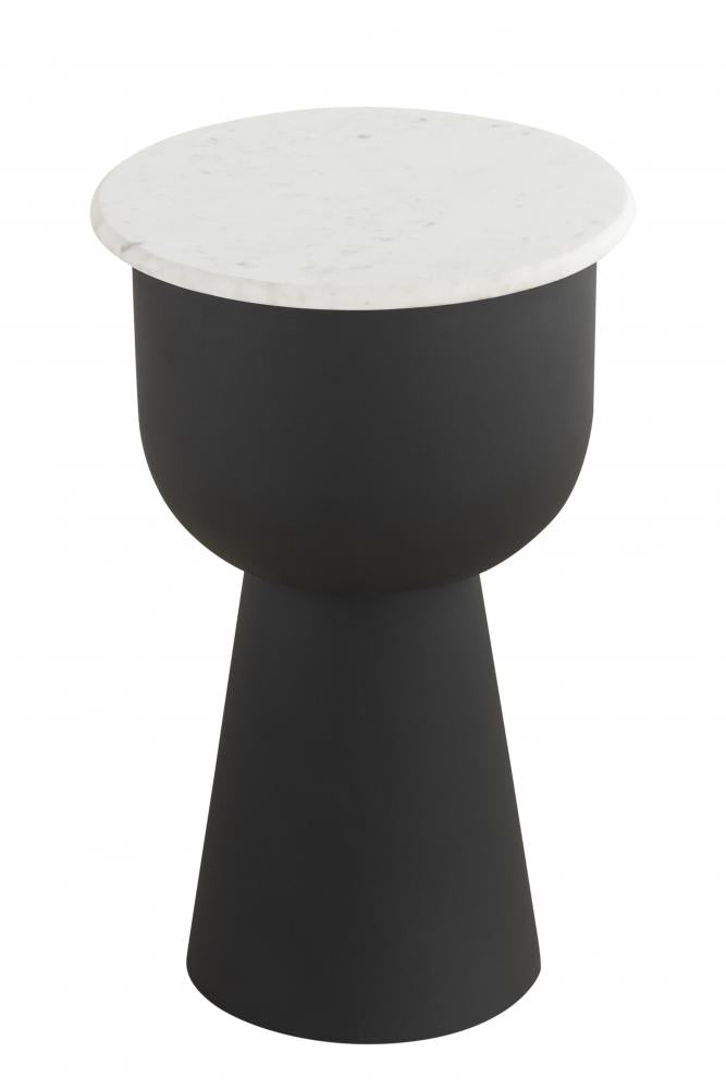 Nila Black with White Marble Finished Side Table