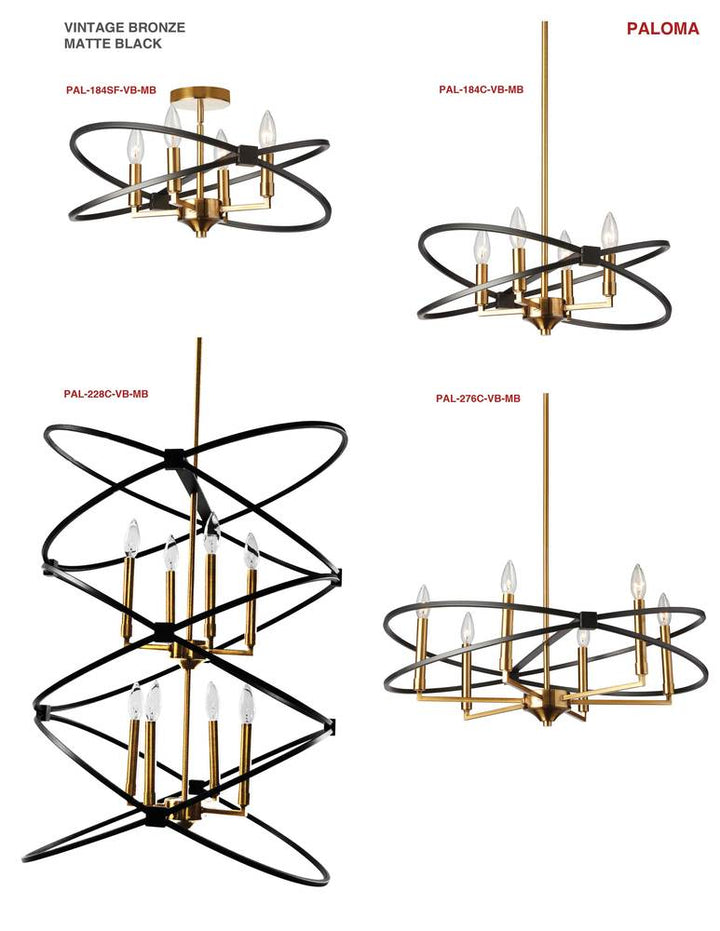 4LT Incandescent Semi Flush, VB and MB