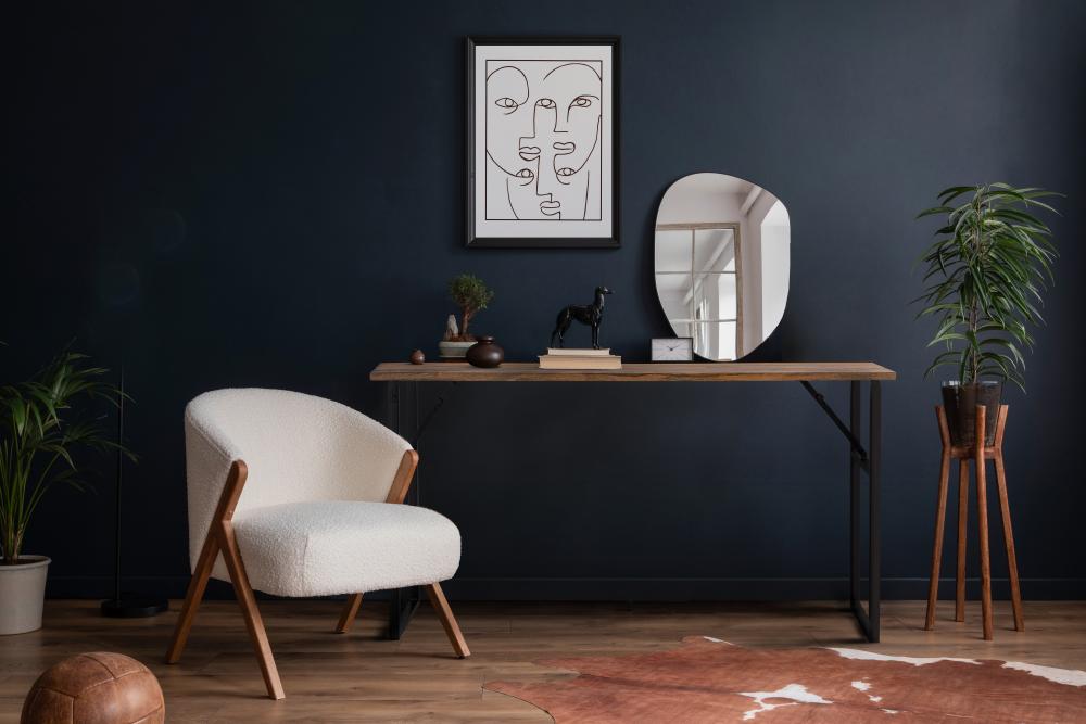 Deven Natural Wood and Black Finished Console Table