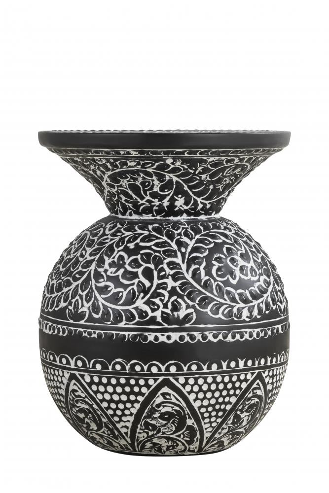 Navi Black with White Antique Finished Side Table