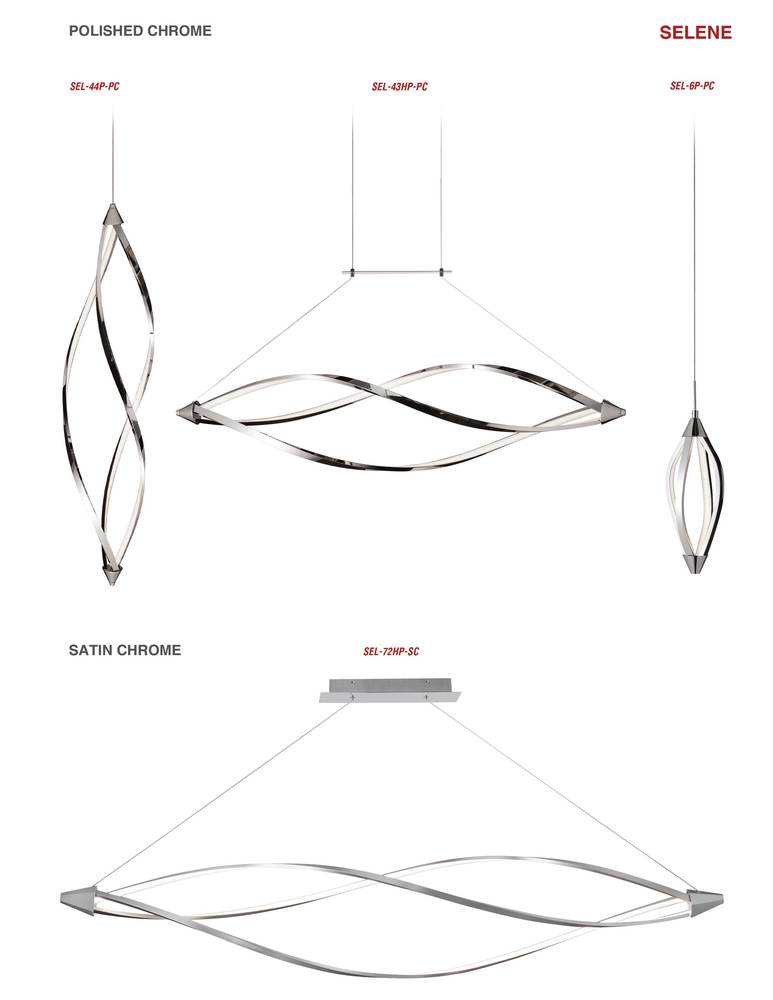 Pendant, w/Swooped Arms, Polished Chrome