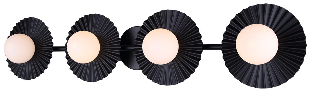Payton 4 Light Vanity Matte Black with Opal Glass Shades