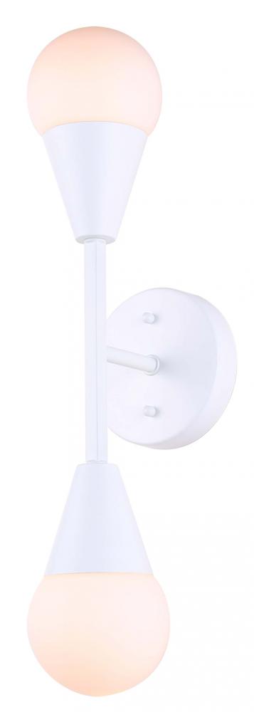 Arlowe 4.75 in. 2 Light Matte White Sconce with Flat Opal Glass Shade