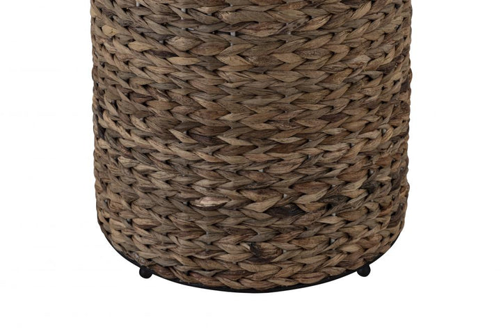 Manu Natural Wood and Seagrass Side Table