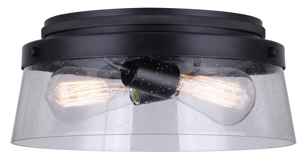 Declan 2 Light Flush Mount, Black Finish