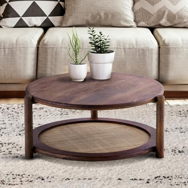 Garam Walnut and Cane Side Table