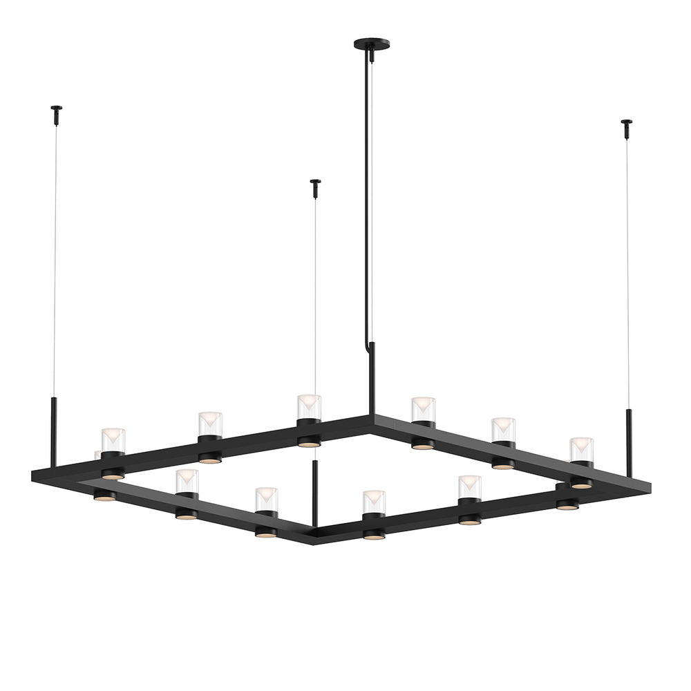 4&#39; Square LED Pendant with Clear w/Cone Uplight Trim