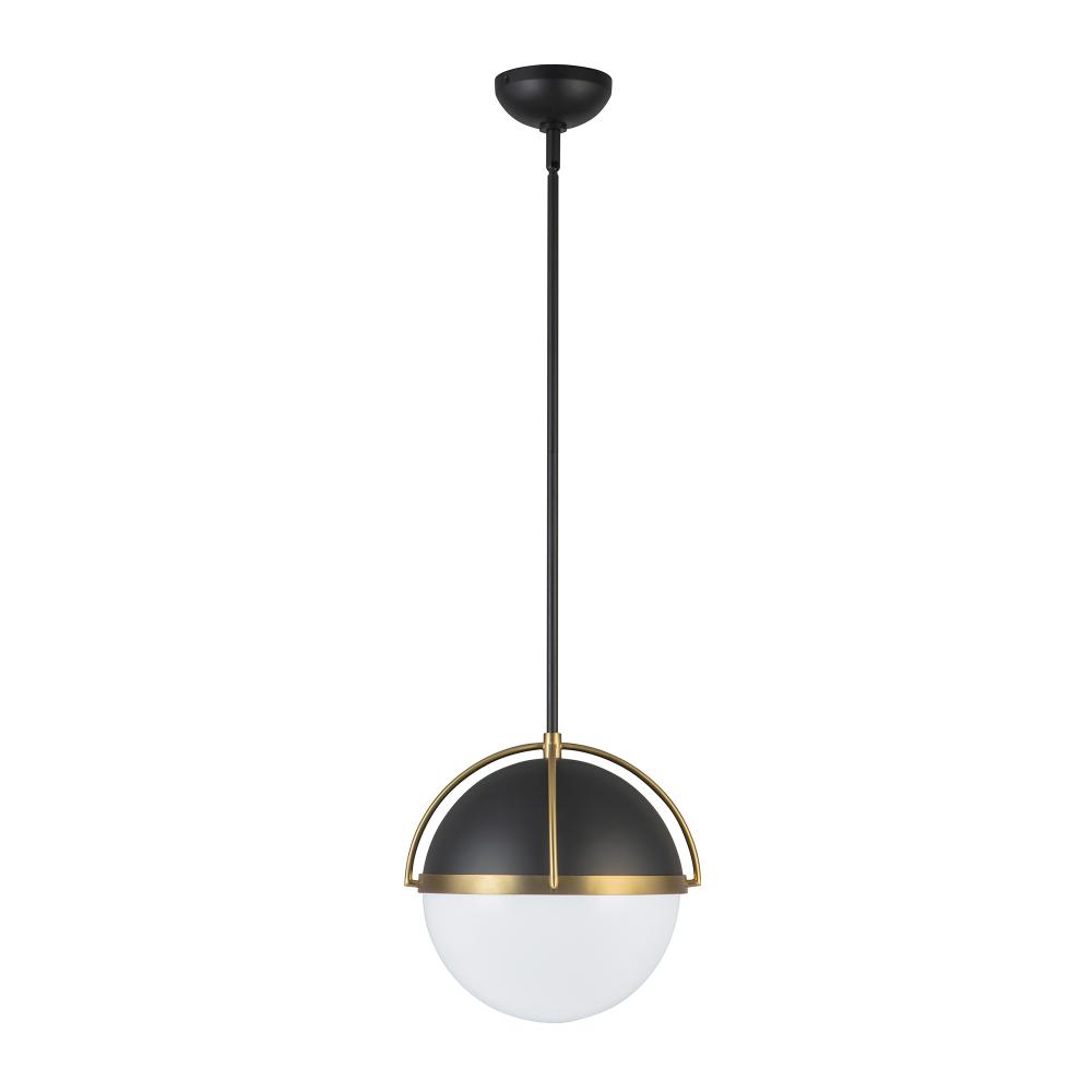 Dahlia 1 Light Pendant 15.4&#34;, Black, Brushed Brass