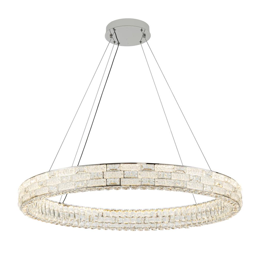Elegance Integrated LED Chandelier 40&#34;, Chrome with Crystal Glassware