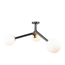 Artcraft AC10973VB - Ravello 3 Light Semi-Flush Mount (Black & Harvest Brass)