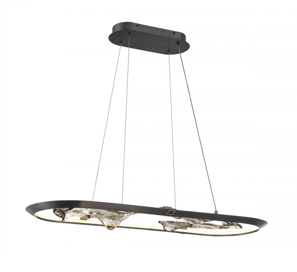 Nettuno, Small Oval LED Chandelier, Metallic Brushed Grey