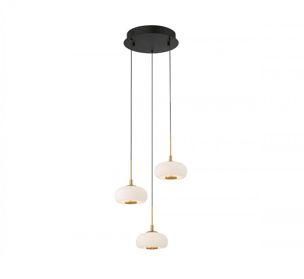 Adelfia, 3 Light Round LED Pendant, Matte Black