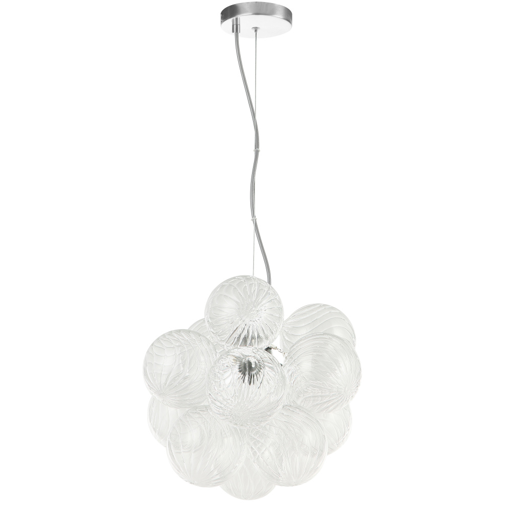 3 Light Polished Chrome Pendant w/ Clear Spiral Glass