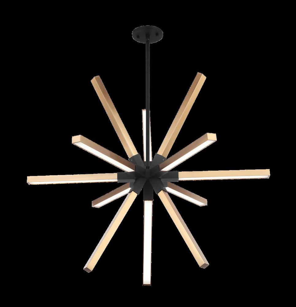 Asterisk Matte Black +Aged Gold Brass Pendant