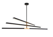 Matteo Lighting C64769MBAG - Lineare Matte Black and Aged Gold Brass Pendant