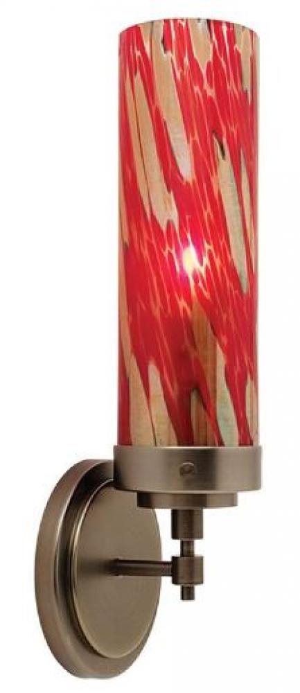 Red Glass cylinder Sconce