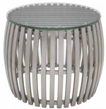 Marchand Electric Items HGDJ599 - Nuevo Living Drum Side Table in Stainless with Glass