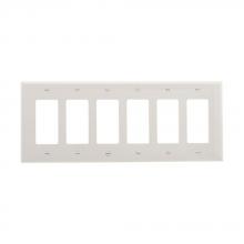 Eaton Wiring Devices PJ266W - Wallplate 6G Decorator Poly Mid WH