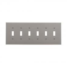 Eaton Wiring Devices PJ6GY - Wallplate 6G Toggle Poly Mid GY