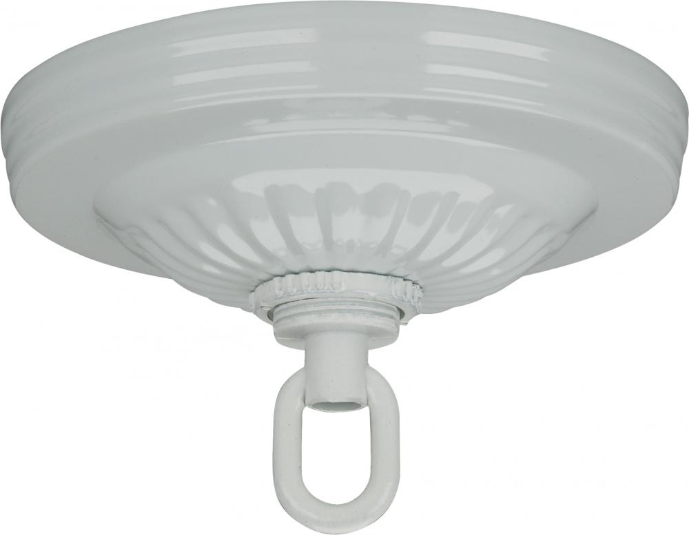 Ribbed Canopy Hanger Kit; White Finish; 5&#34; Diameter; 1-1/16&#34; Center Hole; 1 Yard 8 Gauge
