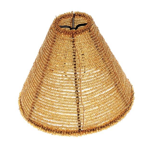 Clip On Shade; Beaded; Brown, Cone Shape