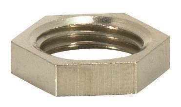 Brass Hexagon Locknut; 1/8 IP; 1/2&#34; Hexagon; 1/8&#34; Thick; Nickel Plated Finish