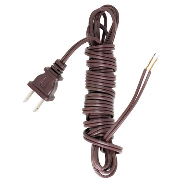 12 Foot 18/2 SPT-1 105C Cord Set; Brown Finish; 72&#34; Hank; 150 Carton; Molded Polarized Plug;