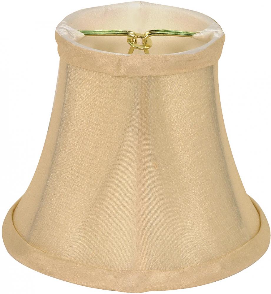 Clip On Shade; Beige Shantung; 3&#34; Top; 5&#34; Bottom; 4-1/4&#34; Side