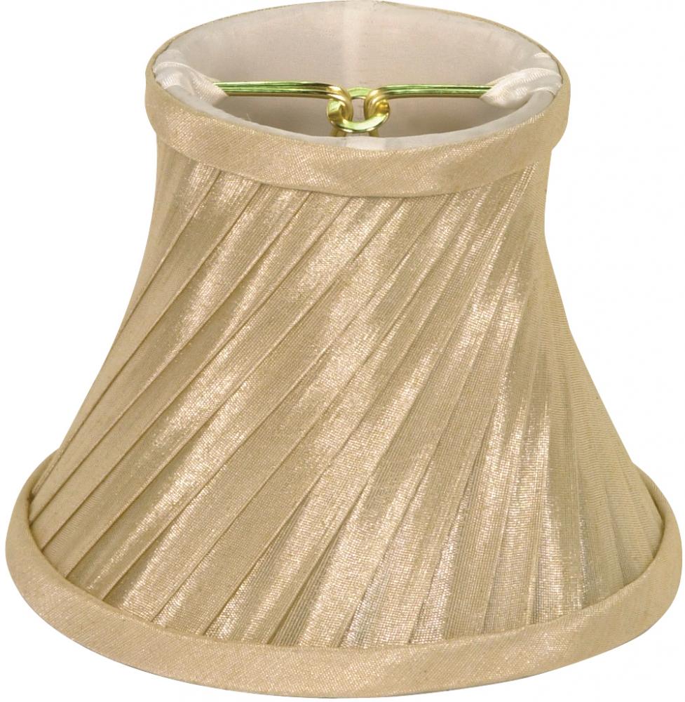 Clip On Shade; Beige Swirl Folded Pleat; 3&#34; Top; 5&#34; Bottom; 4&#34; Side