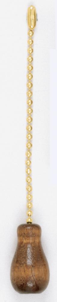 Walnut Tassel; Finished Wood; 1-1/4&#34; Length; With Beaded Chain