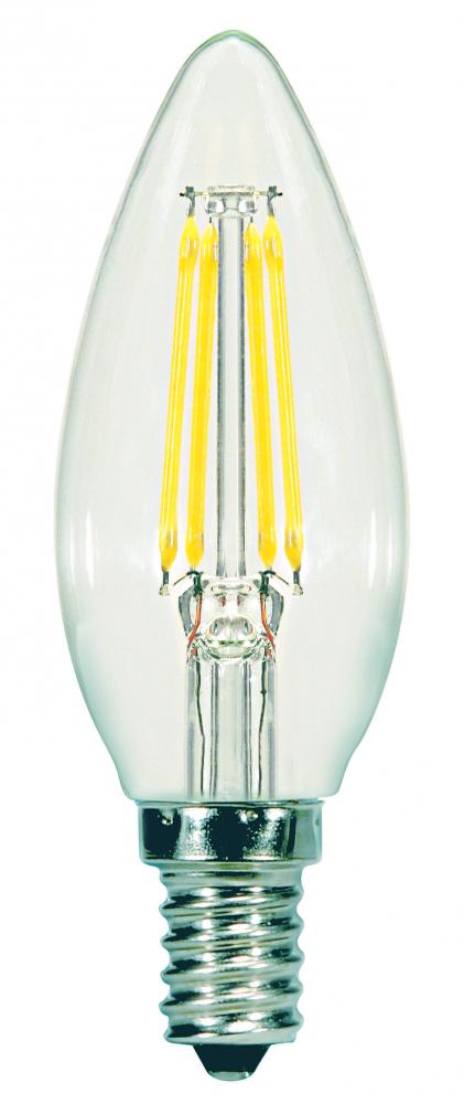 5.5 Watt B11 LED; Clear; Candelabra base; 2700K; 500 Lumens; 120 Volt; 2-Card