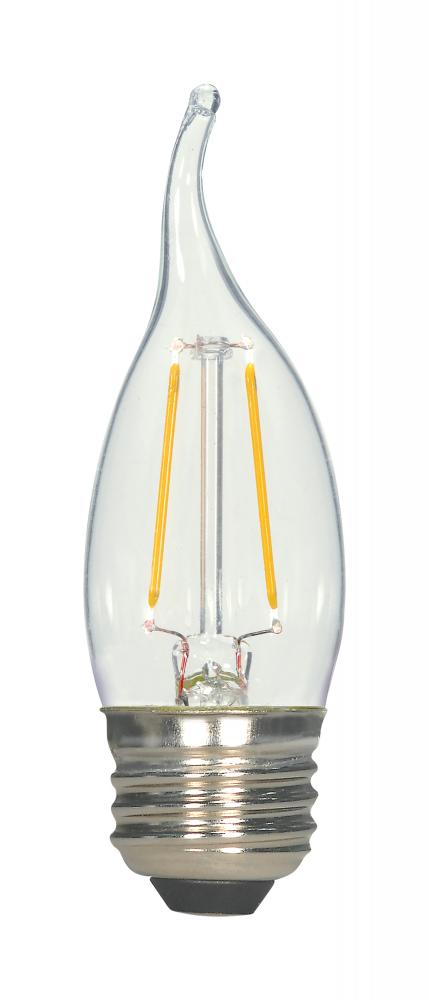 2.5 Watt CA10 LED; Clear; Medium base; 2700K; 120 Volt; 2-Card