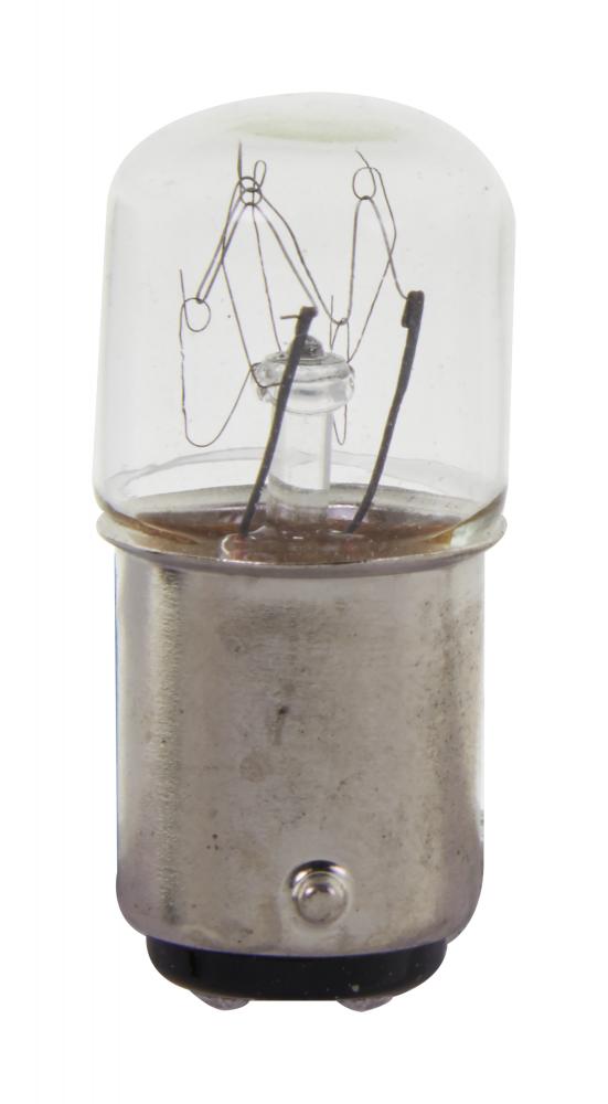 6 Watt/10 Watt miniature; T6; Clear; Double Contact Bayonet base; 110 Volt/140 Volt