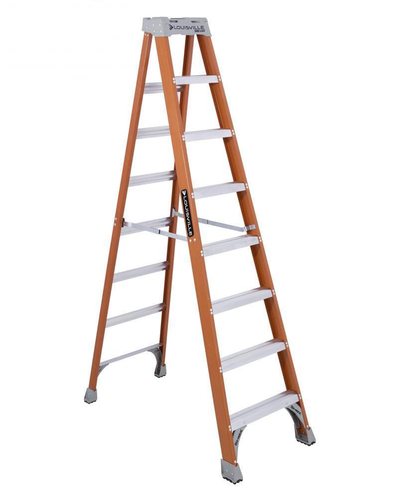 8&#39; Fiberglass Step Ladder, Type IA, 300 lb Load Capacity