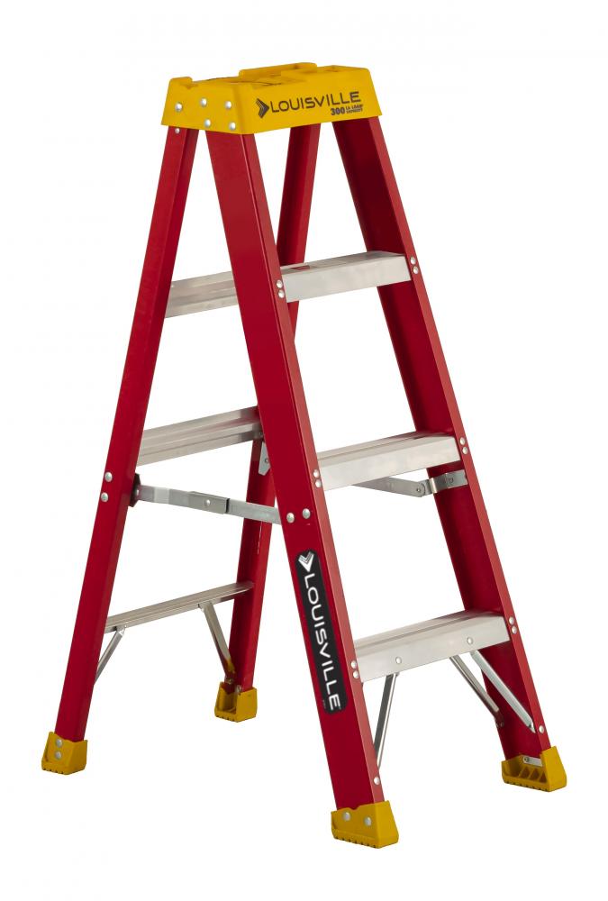 4&#39; Fiberglass Step Ladder, Type IA, 300 lb Load Capacity