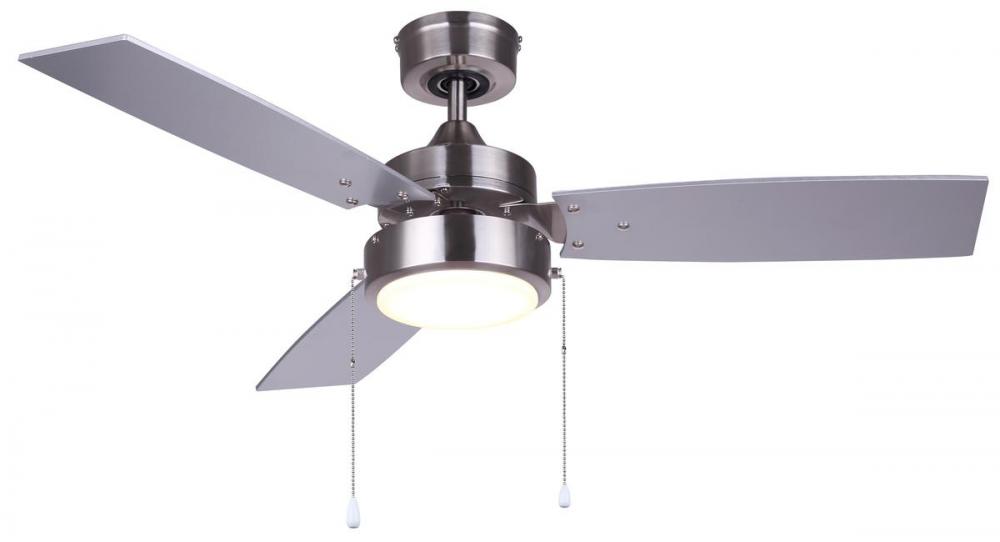 CFan 42&#34;, Wallis BN, 3 MDF Blades, 26#, Pull Chain, Downrod Mount, 1x18W Integrated LED, 1000Lum