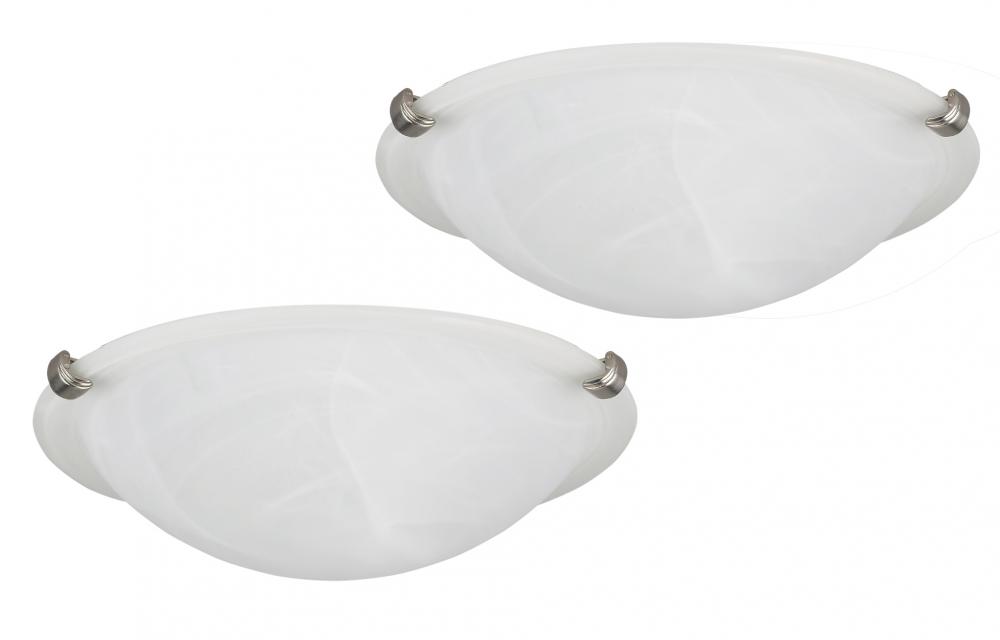 Fmount, Twinpack, 12&#34; 2 Bulb Clip Flushmount, Alabaster Glass, 60W Type A