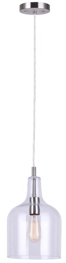 KEEVA, IPL1059A01BN, 1 Lt Cord Pendant, Clear Glass, 60W Type A, 7.625&#34; W x 16 - 62.75&#34; H