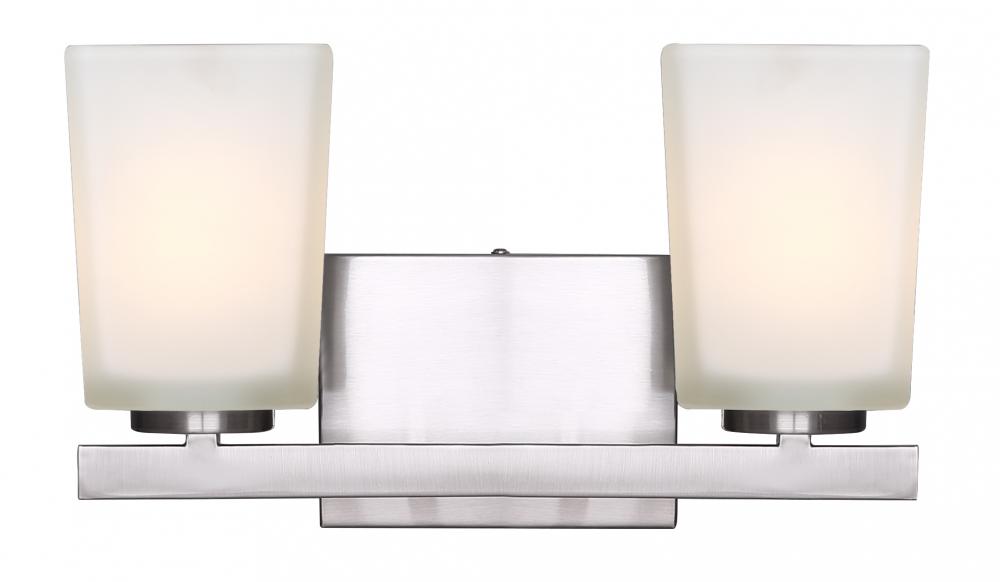 Hartley, 2 Lt Vanity, Flat Opal Glass, 100W Type A, 14&#34; x 8&#34; x 6 1/2&#34;